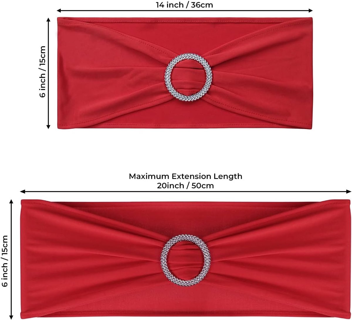 Chair Covers - Pack of 5 - Christmas Chair Covers - Party Chair Covers - Premium Elastic Chair Cover Straps - Buckle Slider - Universal Elastic Chair Straps - Wedding - Ceremony - Banquet Decoration - Red