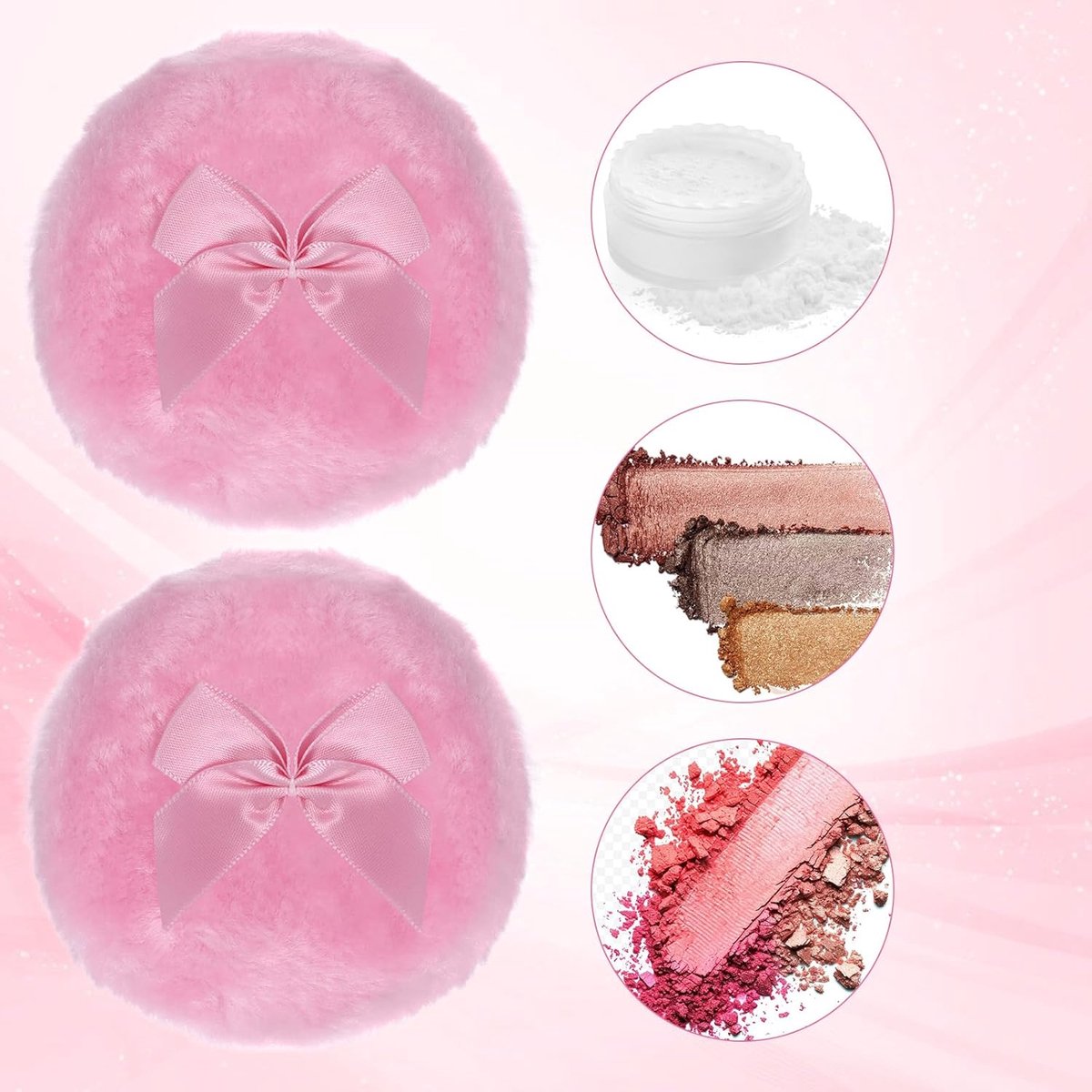 Powder Puff - 2 pieces - 8.9 cm - Make up sponges - Soft powder puff - Washable and reusable - For wet and dry application