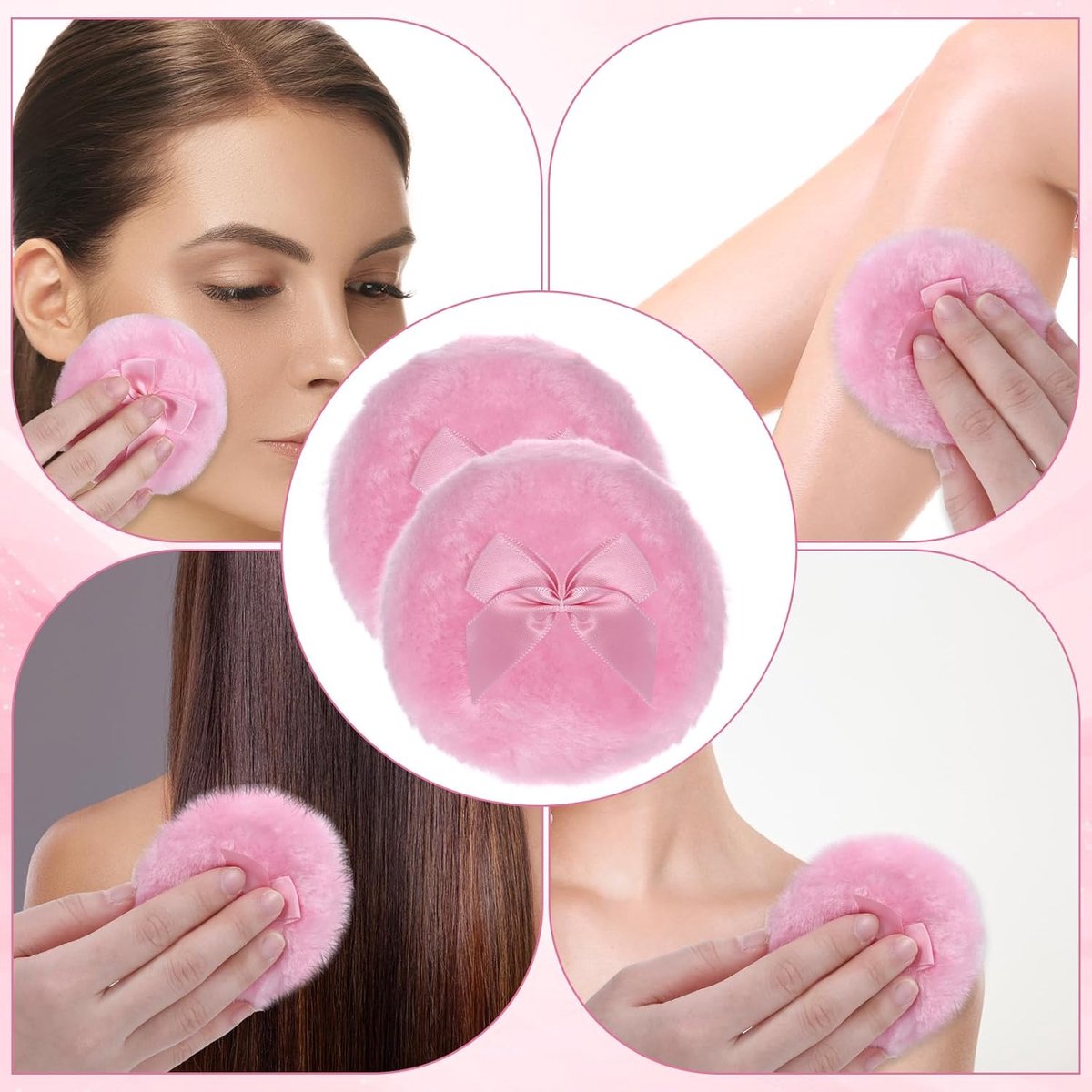 Powder Puff - 2 pieces - 8.9 cm - Make up sponges - Soft powder puff - Washable and reusable - For wet and dry application