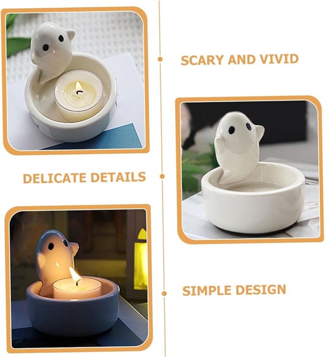 Candle Holder - 1-Piece - Ceramic Ghost Candle Holder - Cute Ghost Ornament - Birthday Gift - Desk Decoration