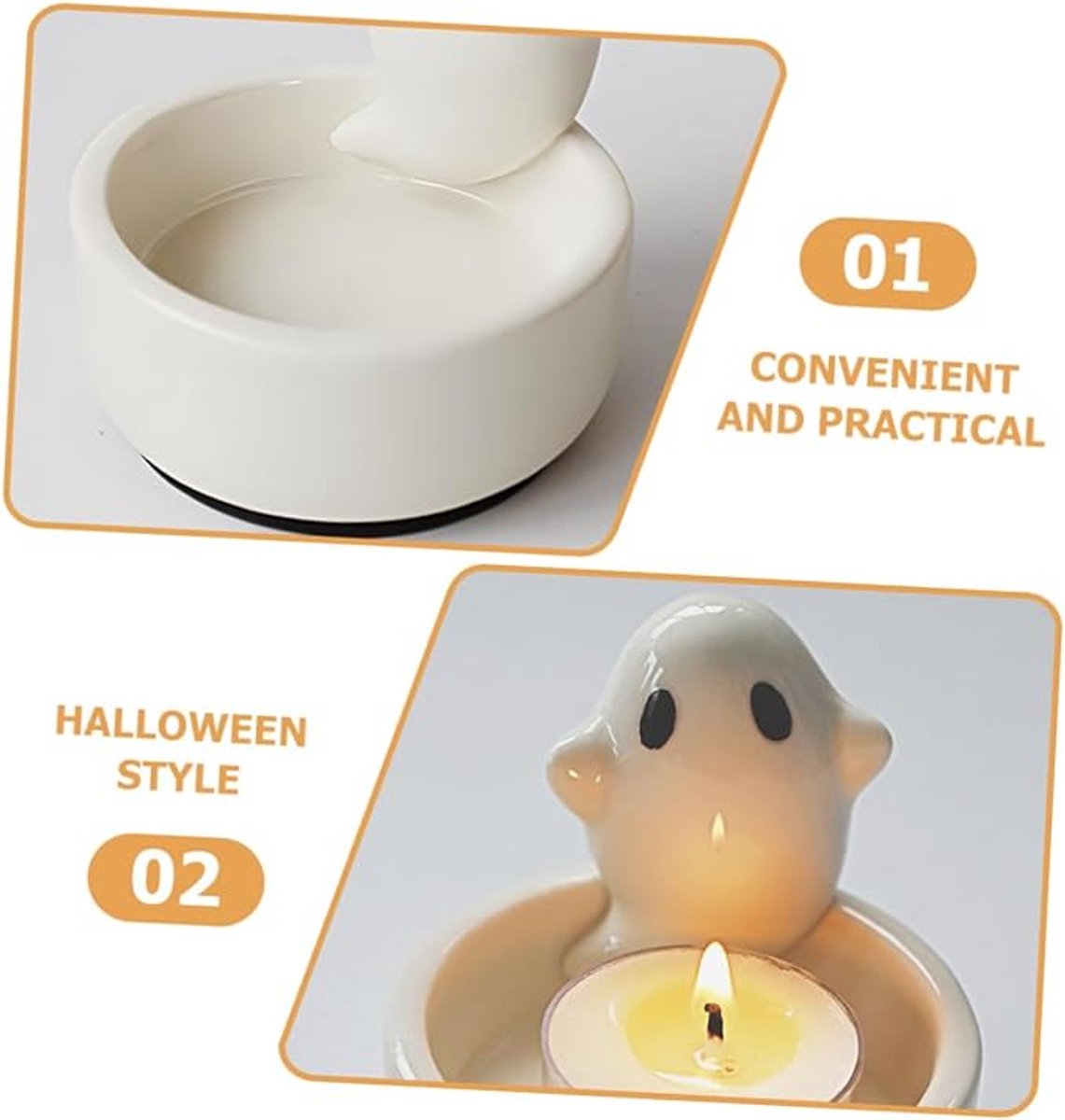Candle Holder - 1-Piece - Ceramic Ghost Candle Holder - Cute Ghost Ornament - Birthday Gift - Desk Decoration