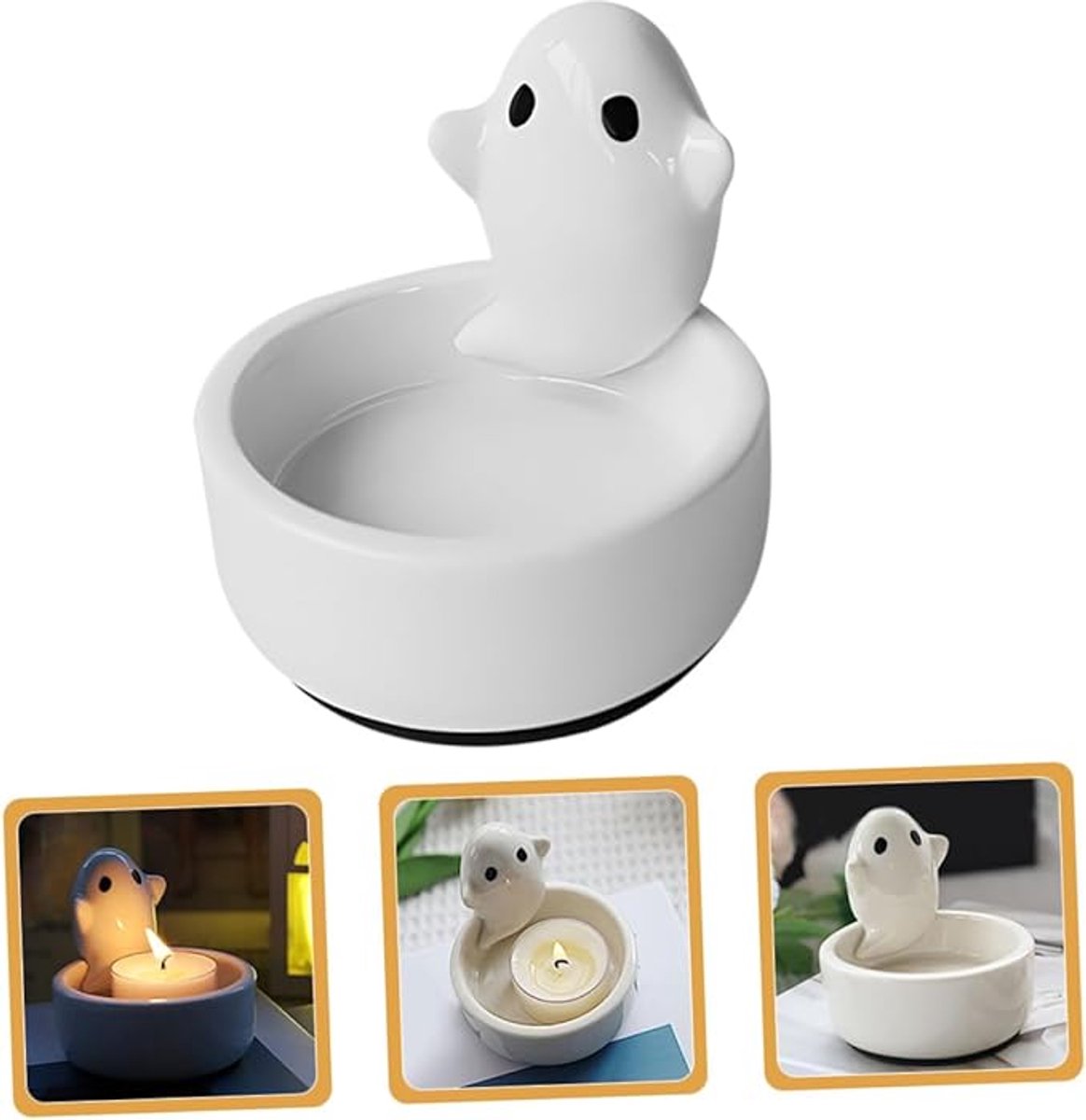 Candle Holder - 1-Piece - Ceramic Ghost Candle Holder - Cute Ghost Ornament - Birthday Gift - Desk Decoration
