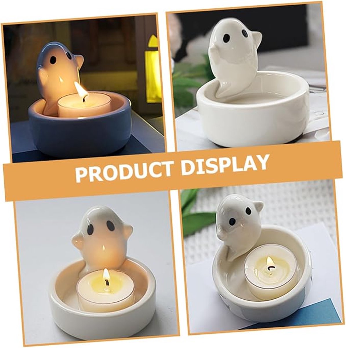 Candle Holder - 1-Piece - Ceramic Ghost Candle Holder - Cute Ghost Ornament - Birthday Gift - Desk Decoration