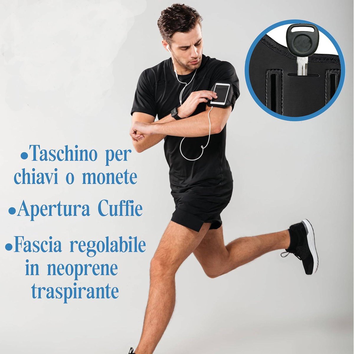 Phone Holder for Running - Running Armband - Suitable for phones up to 6.5 inches - Lightweight and universal phone holder for running, fitness and jogging