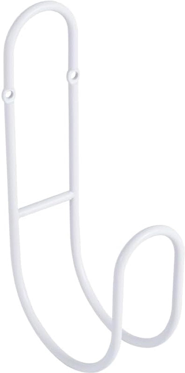 Garden Hose Hanging System - Wall Mount for Neat Storage - Stainless Steel Frame - White