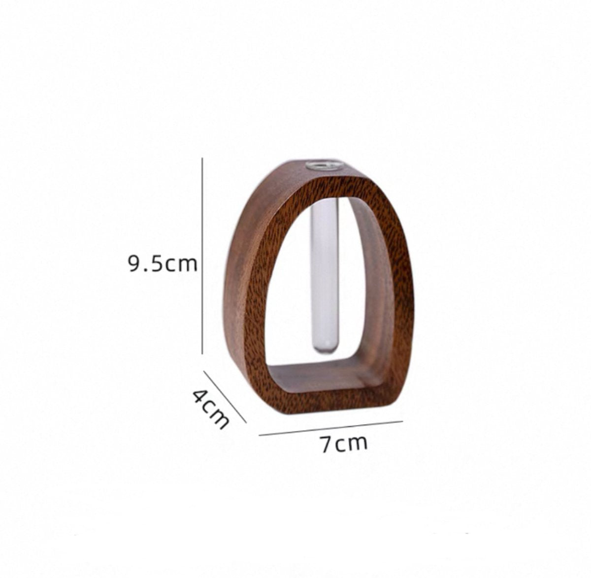 Vase - Solid Wood Vase - Desk Plant Growing Rack - Made of Wood and Bamboo - Enhances the modern decor of your home and office environment (S: 9.5*7*4 cm)