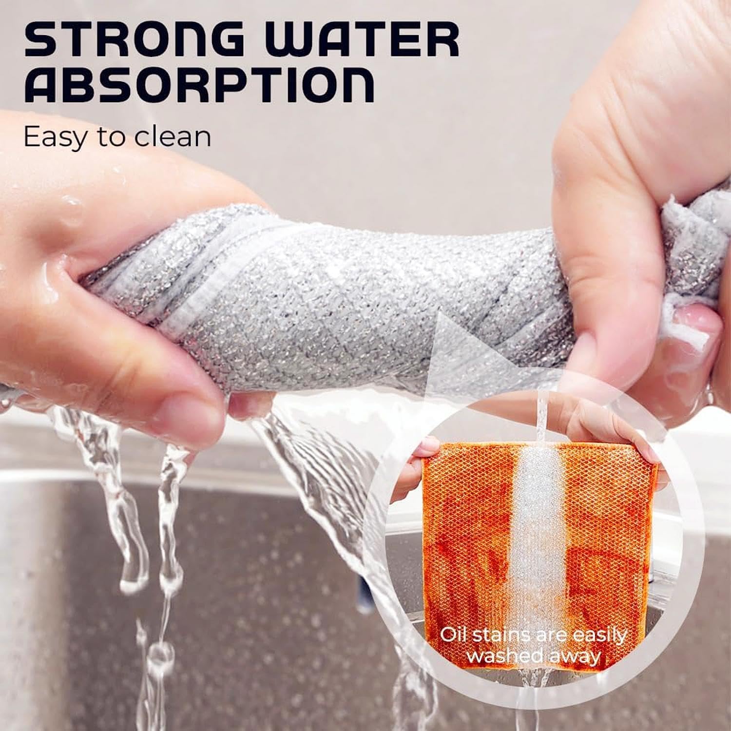 10pcs Kitchen DishCloths, 7.87"×7.87" Wire Dishwashing Rag for Wet and Dry, Multipurpose Cleaning Cloth, Reusable and Washable Clean Tools for Cookware, Sinks, Stove Tops, Dishes