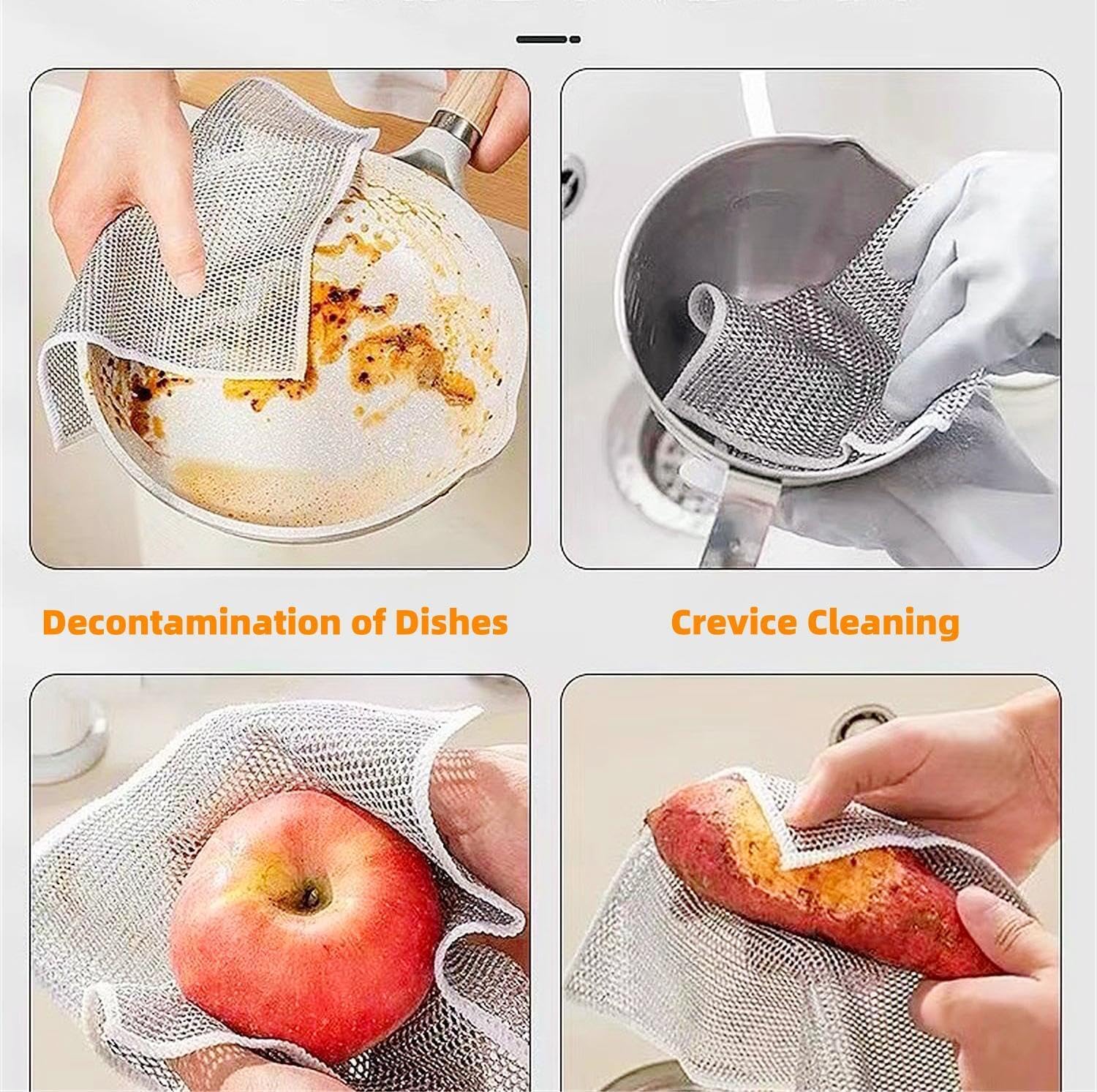 10pcs Kitchen DishCloths, 7.87"×7.87" Wire Dishwashing Rag for Wet and Dry, Multipurpose Cleaning Cloth, Reusable and Washable Clean Tools for Cookware, Sinks, Stove Tops, Dishes