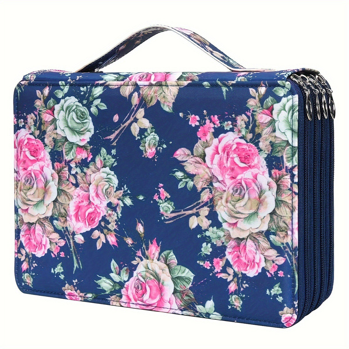 Pencil Case - Large Capacity | Colored Pencils | Pencils | Zippered - Three-Layer Pencil Case - Pencil Storage Bag - Holds 120 Pencils - Blue