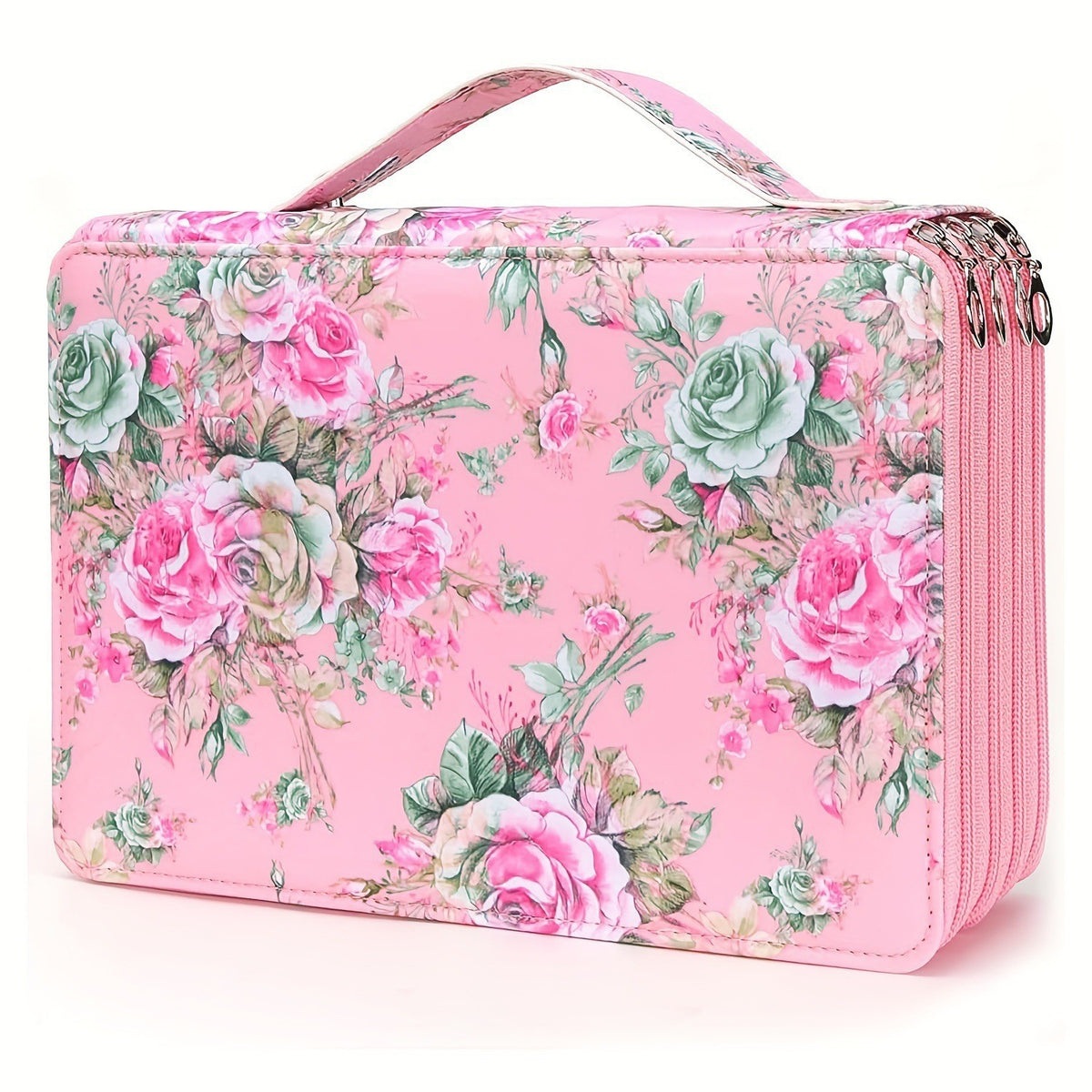 Pencil Case - Large Capacity | Colored Pencils | Pencils | Zippered - Three-Layer Pencil Case - Pencil Storage Bag - Holds 120 Pencils - Pink