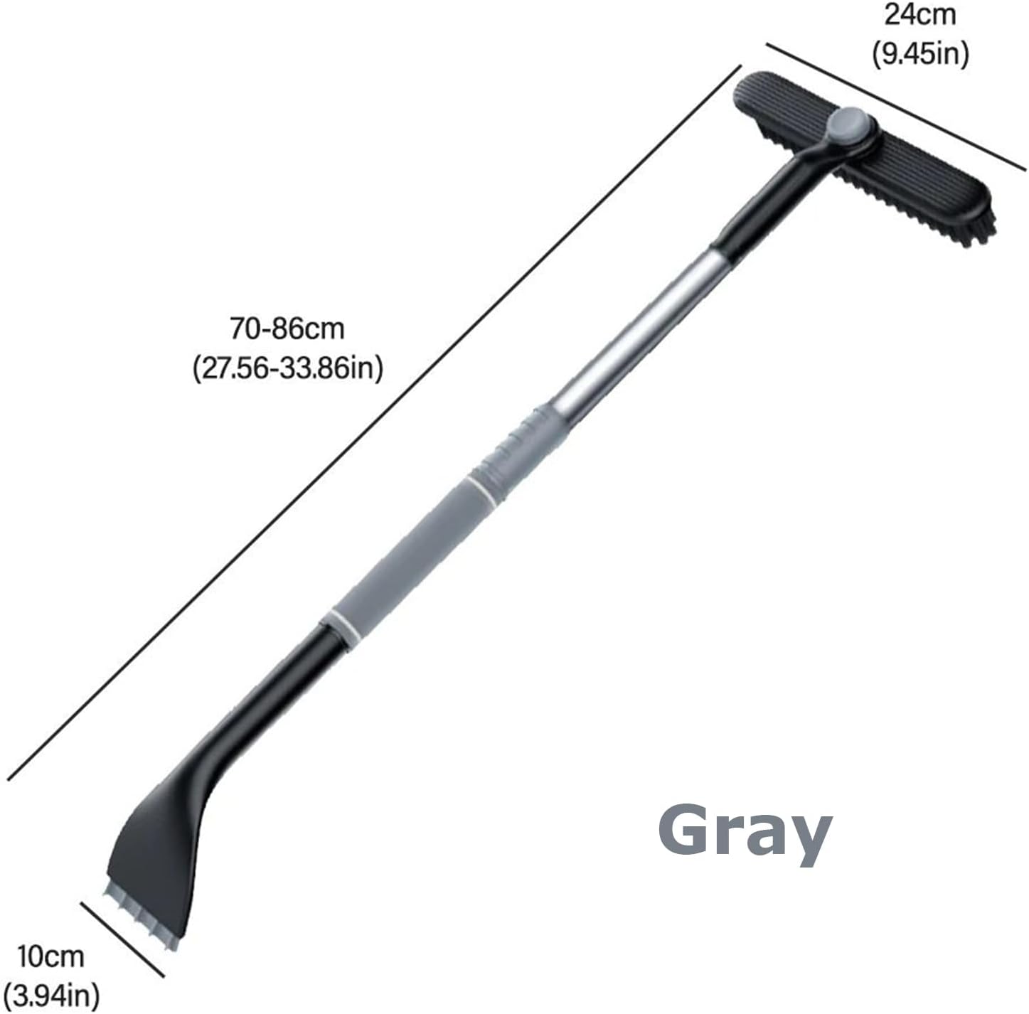 3-in-1 Snow Brush and Ice Scraper for Car Windows - Extendable Snow Remover - 360° Rotating Snow Brush and Ice Scraper with Long Handle (Gray)