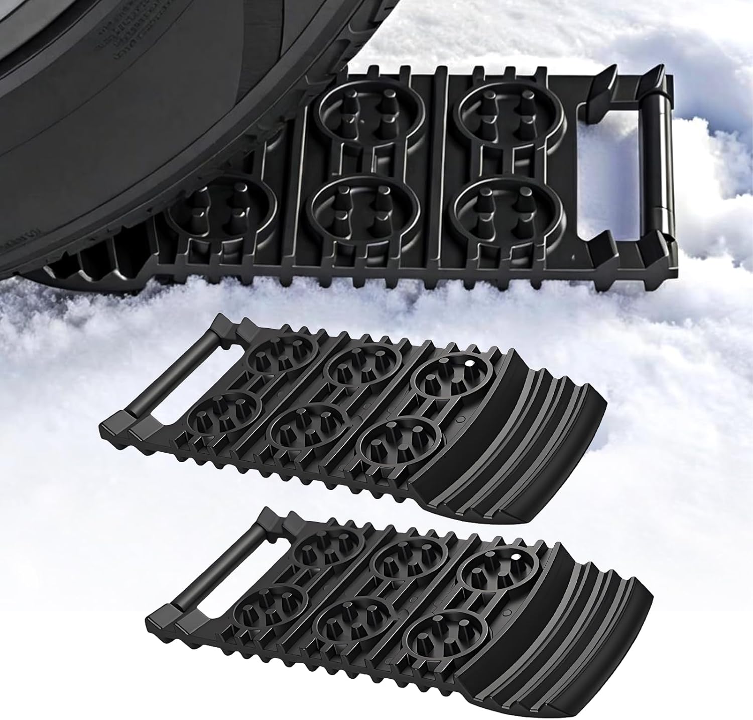 Off-Road Traction Plates | Pack of 2 - Portable emergency tool for extra grip on snow, ice, mud, and sand, suitable for cars, SUVs, ATVs, UTVs, and motorcycles.