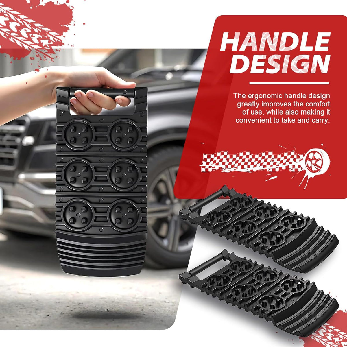 Off-Road Traction Plates | Pack of 2 - Portable emergency tool for extra grip on snow, ice, mud, and sand, suitable for cars, SUVs, ATVs, UTVs, and motorcycles.