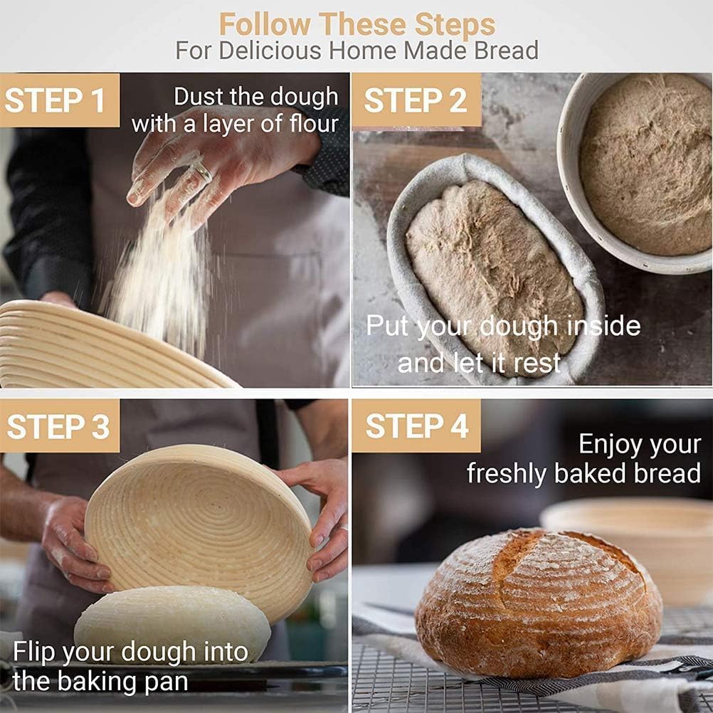 Proofing Basket Ø 23 cm - Bread Baking - Banneton - Proofing Basket Bread - Proofing Basket Round - Rattan Bread Pan - Dough Basket - incl. Dough Cloth | 1 piece