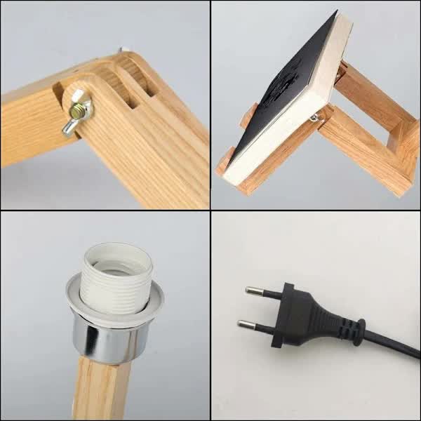 Creative Robot Table Lamp, Height Adjustable, Can Hold Books, Wooden Bedside Lamp, Fabric Shade, E27 Screw Base, Decorative Lighting.