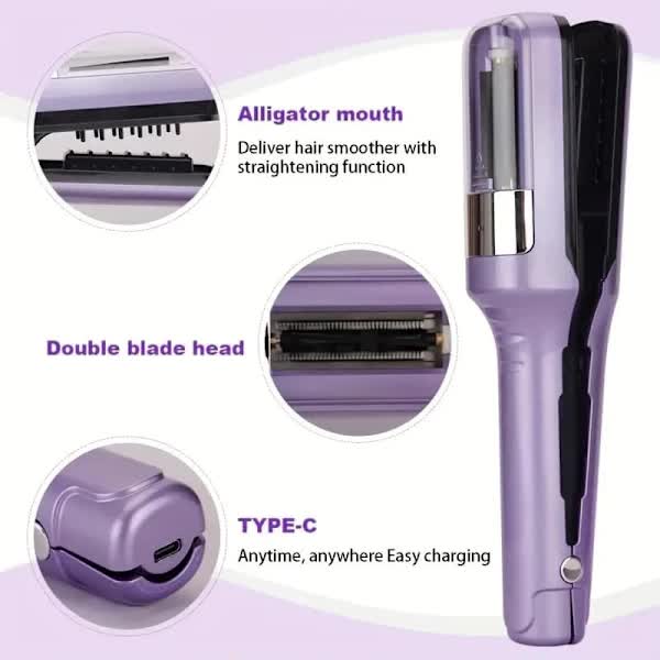 Rechargeable Split-End Trimmer – New Model, Easy to Use, Portable Hair Trimmer for Travel, Protects Hair Purple
