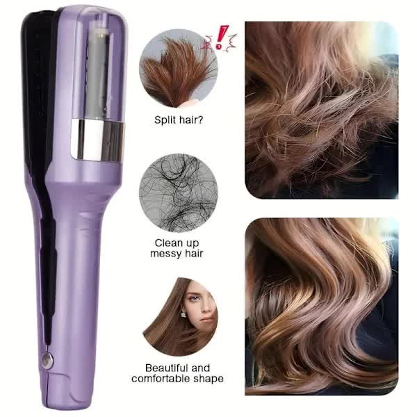 Rechargeable Split-End Trimmer – New Model, Easy to Use, Portable Hair Trimmer for Travel, Protects Hair Purple