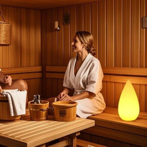 Rechargeable LED Sauna Lamp Wireless Dimmable with Remote Control 16 RGB Colors IP54 Waterproof White Outdoor Table Lamp for Bedside-TL