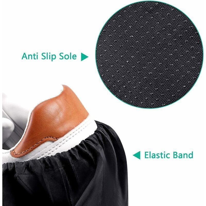 10 Pairs Reusable Non-Slip Shoe Covers Machine Washable (Black)