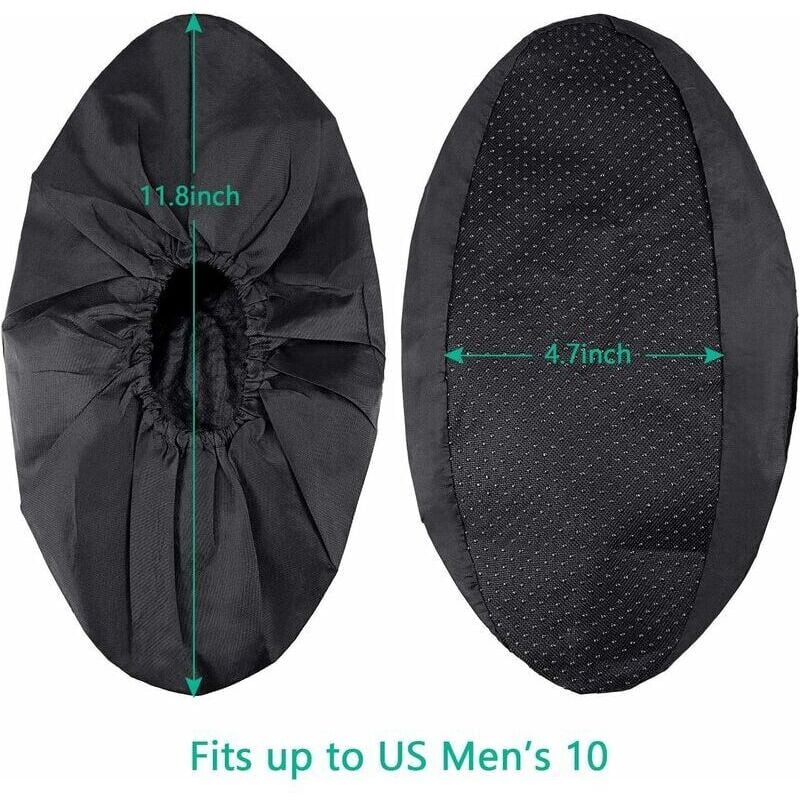 10 Pairs Reusable Non-Slip Shoe Covers Machine Washable (Black)