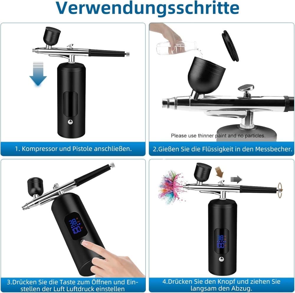 Airbrush Machine - Wireless Spray Gun Set with USB Charging and 3 Speed Modes, for Nail Art, Cake Decorating and Painting