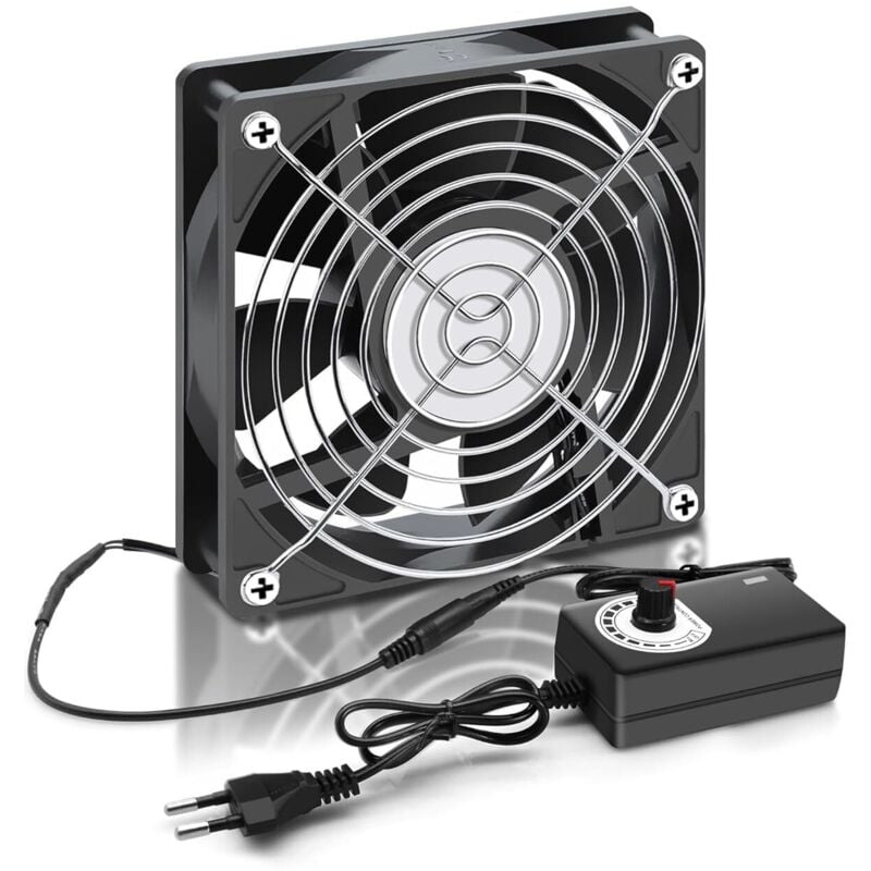 120mm 12V PC Case Fan - Adjustable Wind Speed, AC 220V - 240V Fan, 2750RPM, Laptop PC Fan for TV, Radio, Router