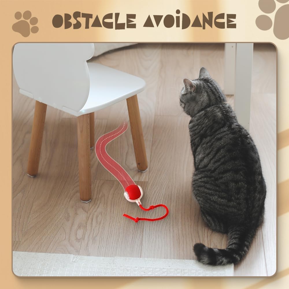 2 pcs 360° Smart Automatic Rolling Pet Ball, Rechargeable Irregular Movement for Cats & Dogs, Red
