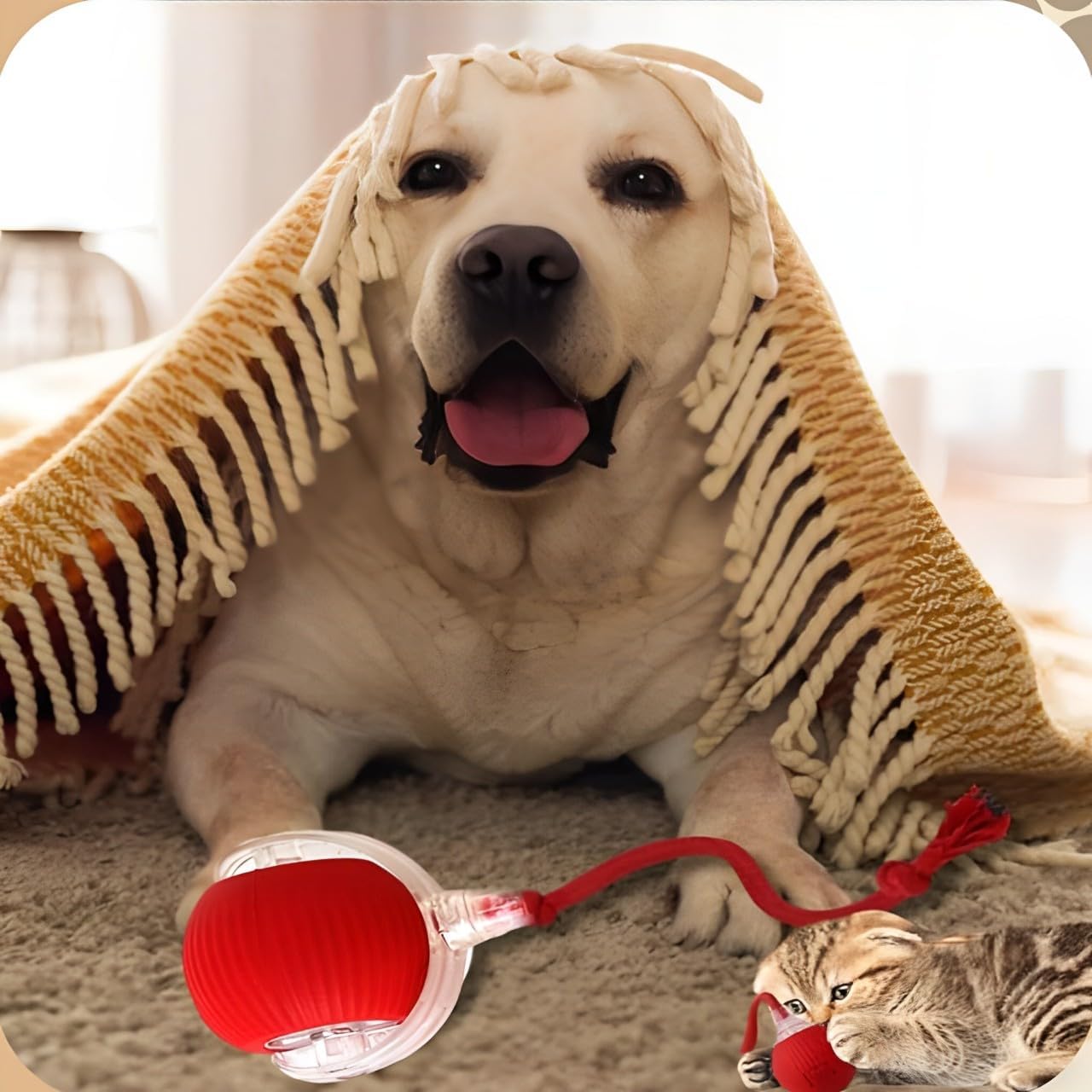 2 pcs 360° Smart Automatic Rolling Pet Ball, Rechargeable Irregular Movement for Cats & Dogs, Red