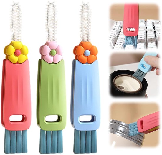 3-in-1 Crevice Brush - Multifunctional - Lid Brush - Suitable for small spaces, various cups and bottles