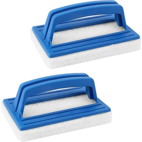 Pool Wall Brush - Sponge Pool Brush - Soft - Hot Tub Cleaning Brush - Pool Sponge Cleaner with Handle (White) Set of 2