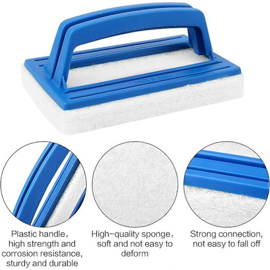 Pool Wall Brush - Sponge Pool Brush - Soft - Hot Tub Cleaning Brush - Pool Sponge Cleaner with Handle (White) Set of 2
