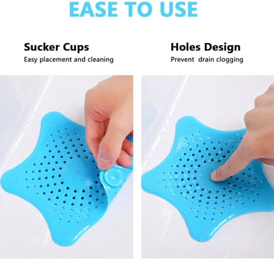 Filter 5-pack - Silicone hair filter for bathtub drain - Drain cover with strong suction cup - Anti-clogging sink strainer