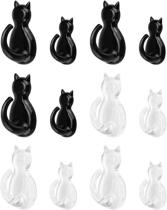 Traceless Self-Adhesive Hooks - Self-Adhesive Wardrobe Hooks - Wall Stickers - 12 Pieces - Bedroom - Behind the Door - Keychain