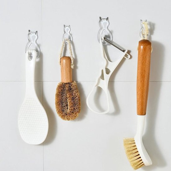 Traceless Self-Adhesive Hooks - Self-Adhesive Wardrobe Hooks - Wall Stickers - 12 Pieces - Bedroom - Behind the Door - Keychain