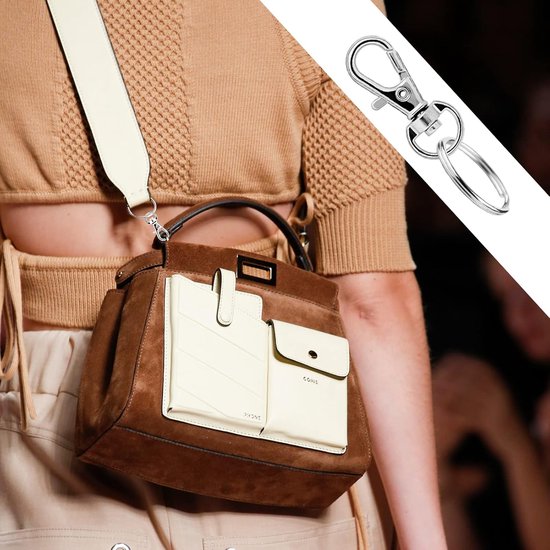 Small Stainless Steel Keychains - 100 Pieces Carabiner Keychains - DIY - DIY Ring - Snap Closure with Turning Button - (Silver)