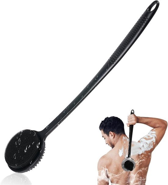 Long Handle Shower Brush - Double-Sided Shower Brush - Cleansing Brush - Back Brush - Rich Foam - Can Be Used for Shower Scrub and Massage - Long Back Cleansing Brush for Men