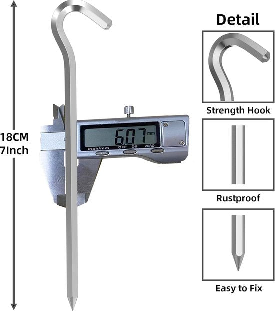 Tent peg - 8 cm / 7 inch - Metal aluminum awning peg - Camping peg Tent anchor - Silver