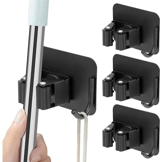 Mop hook - Wall broom hook - Wall broom holder without drilling - 4-pack