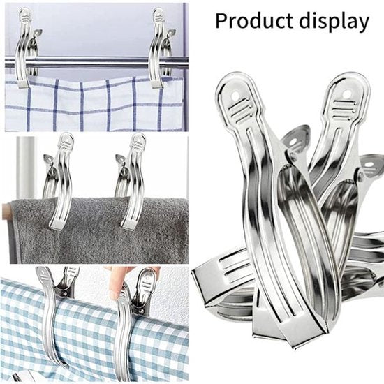 Clothes pegs - Open windproof clips - Clothes pegs - Sock racks - Quilt drying clips - 8 pieces