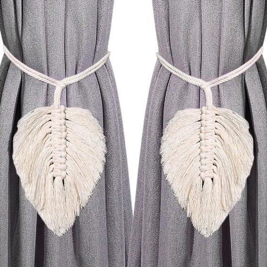 Curtain hooks - 2 sets of hand-woven curtains - curtain cords and curtain leaves