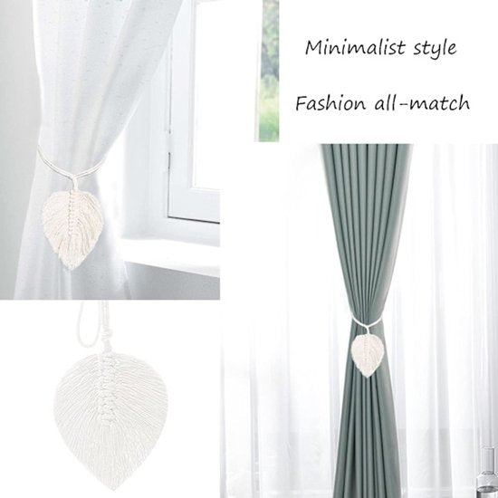 Curtain hooks - 2 sets of hand-woven curtains - curtain cords and curtain leaves
