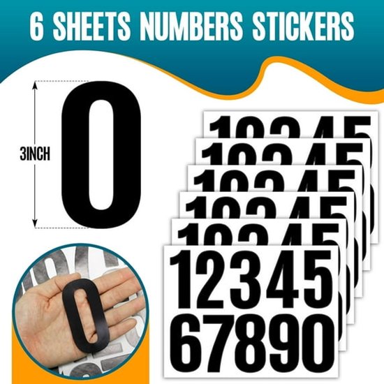 Letterbox stickers - Stickers - Number stickers - Self-adhesive labels - Waterproof door stickers - Suitable for windows, doors, cars and trucks (black) 6 sheets 4 inch