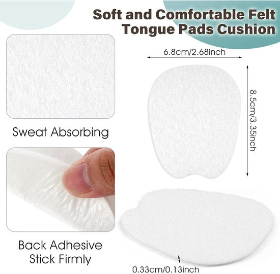 Felt sole - 5 pairs of felt tongue pads - Soft, adhesive tongue pads - Non-slip tongue pads - Tongue pads - Large - White