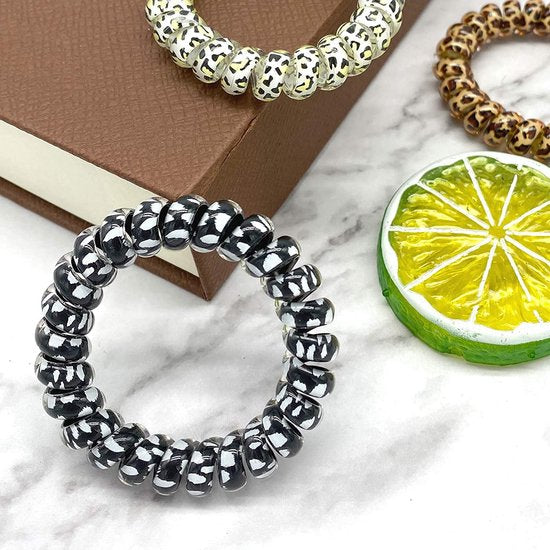 9-pack hair ties - Braided hair ties - Curly hair ties - Hair ties that can be worn as bracelets - Very elastic - Lightweight - Leopard print hair ties for phone cords
