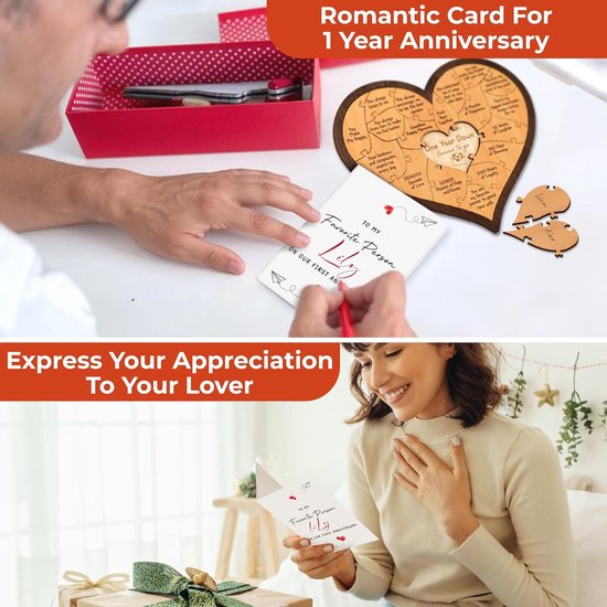 Heart-shaped puzzle - a wooden gift for a first anniversary - perfect for a boyfriend/girlfriend or husband/wife.