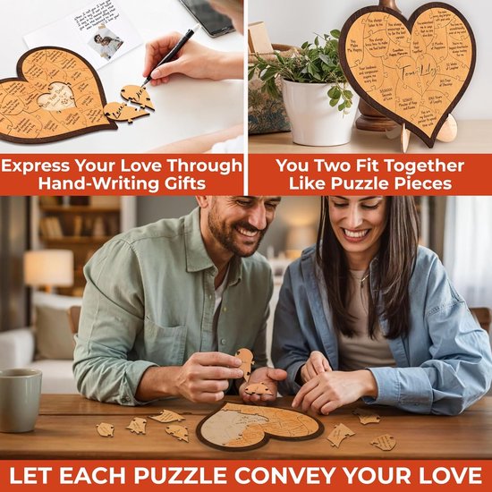 Heart-shaped puzzle - a wooden gift for a first anniversary - perfect for a boyfriend/girlfriend or husband/wife.