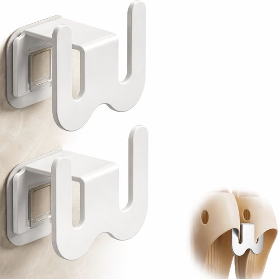 Set of 2 Self-Adhesive Shoe Racks - Space-Saving Storage Shelves - Suitable for bathrooms, bedrooms and RVs; perfect for storing slippers and sneakers（White）