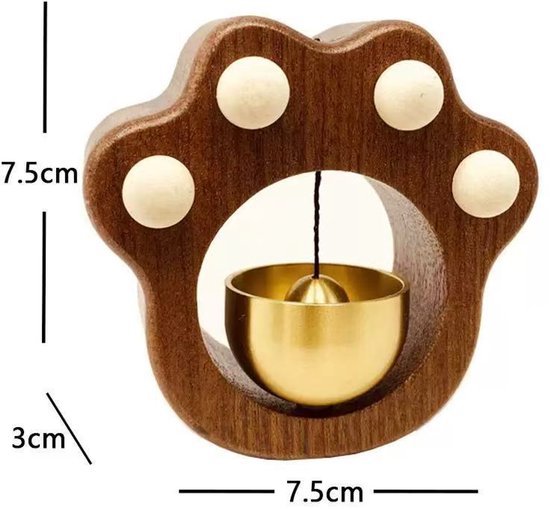 Wind chime - Magnetic wind chime - Wooden doorbell - Wooden shop bell - For opening doors (Cat)