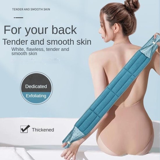 Two-Piece Bath Towel Set – Deep Cleansing Back Towel – Scrub Washcloth for Shower – Suitable for Men and Women (Blue)