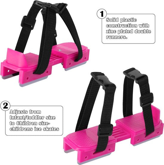 Adjustable Kids' Skates - Double Blade for Stability - With Straps & Shoe Size 16-21 - Black